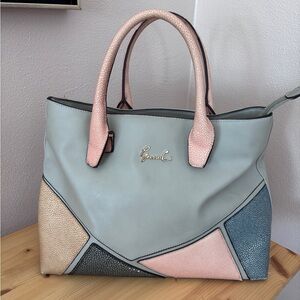 Gussaci Patchwork Tote Bag Geometric Grey Italy